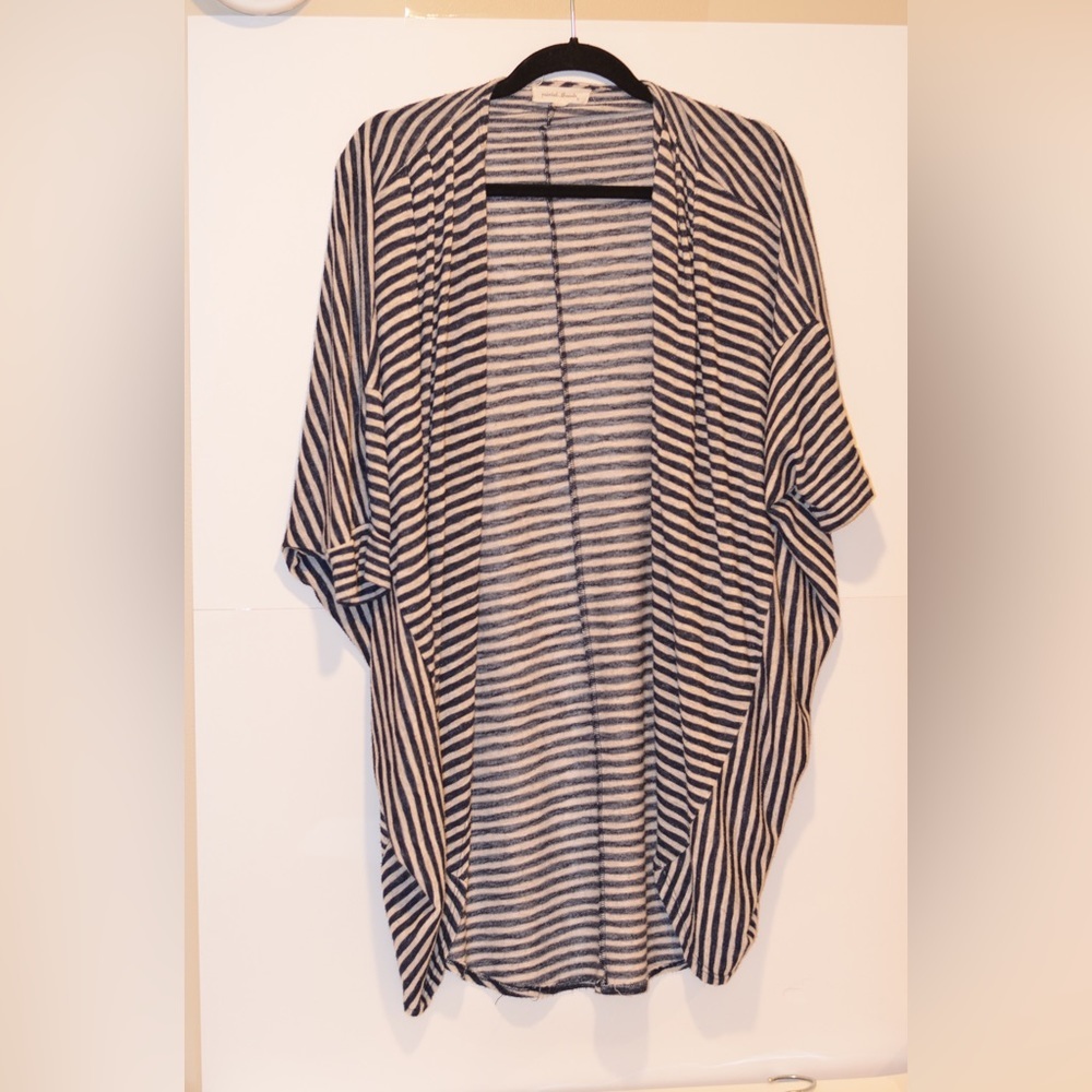 Painted Threads Striped Shawl Oversized Sweater 3/4 Length Sleeve